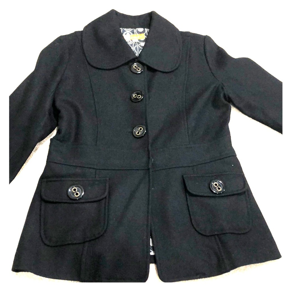 Tulle black pea coat with Peter Pan collar
